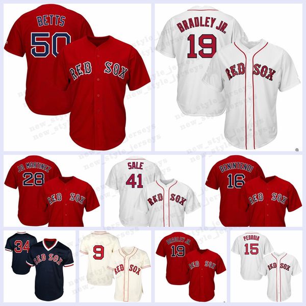

Boston 50 Mookie Betts Red Sox jersey 19 Jackie Bradley Jr 34 David 28 JD Martinez 1Andrew Benintendi 15 Dustin Pedroia Baseball Jerseys
