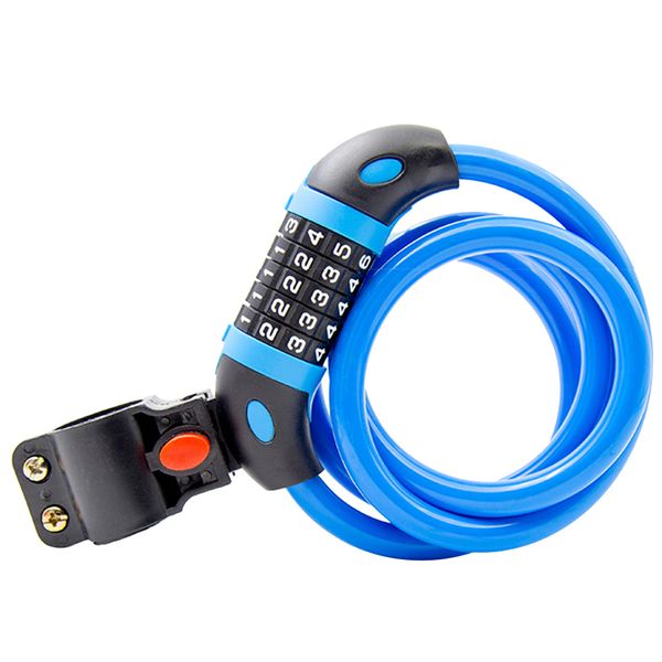 

lengthen durable practical anti theft bicycle combination lock portable steel wire with bracket children 5 numbers thickened