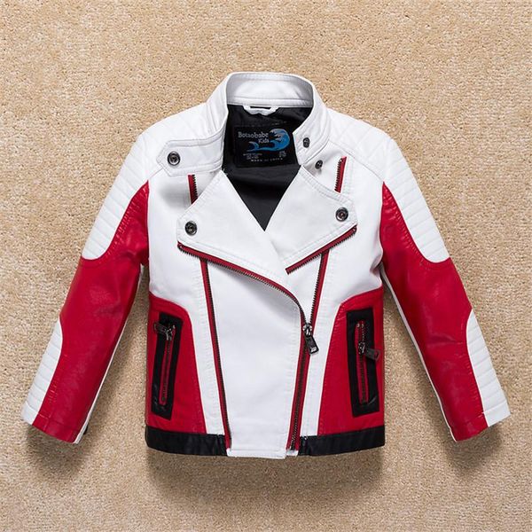 

Infant Boy Coat Autumn Fashion Hit Color Stitching Children Leather Jacket Kids Warm Outerwear For Baby Girls Boys Clothes