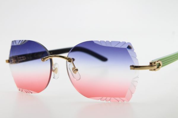 

2020 wholesale optical rimless sunglasses new adumbral t8200761 black mix green plank arms rimless brand glasses carved green red, White;black