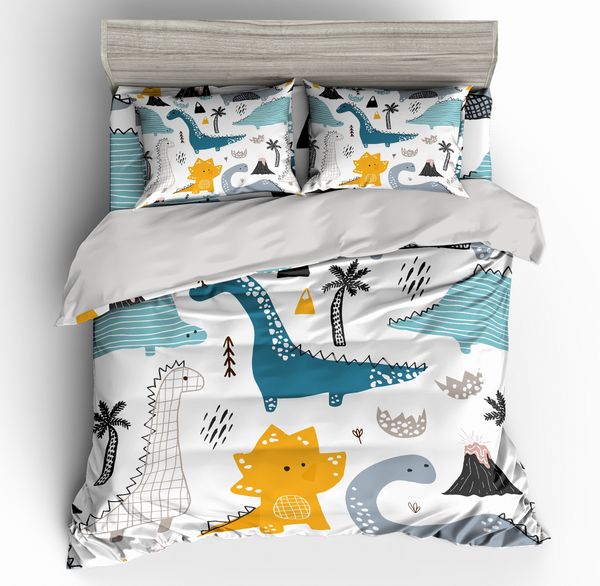 

cartoon dinosaur bedding set microfiber 3d duvet cover alpaca printed horse bed set home textile  size bedclothes