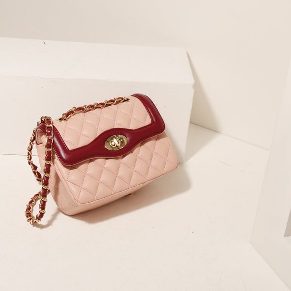 

2020 мода новый небольшой квадратный мешок ромба цепи плече сумка корейский розовая диагональная девушка цепь