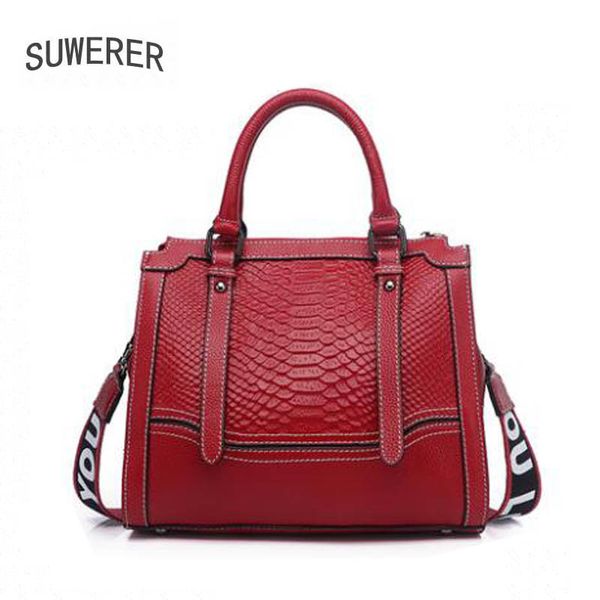 

suwerer 2020 new women genuine leather bags crocodile pattern cowhide bag fashion tote bag women leather shoulder