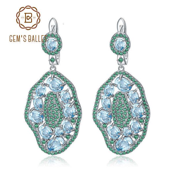 

gem's ballet 7.74ct natural sky blue z hyperbole earrings 925 sterling sliver gemstone vintage drop earrings for women party cj191202, Golden