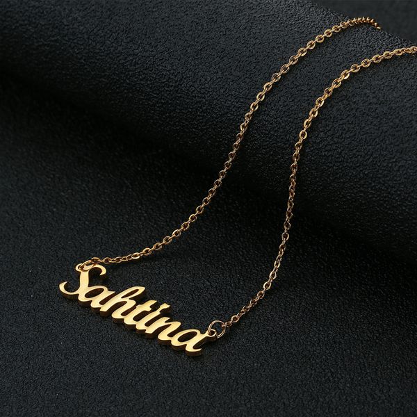 

gold silver color personalized custom name pendant necklace customized cursive nameplate necklace women handmade birthday gift