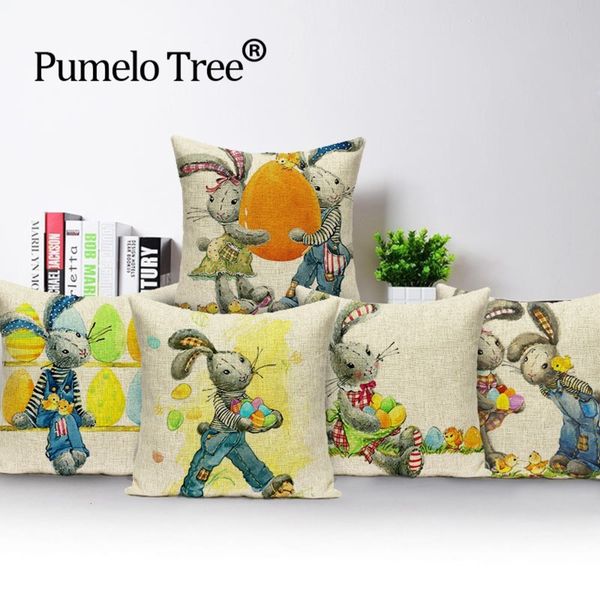 

happy easter eggs кролик подушка обложка декоративные подушки обложка для диванной подушки сиденья обложка мультфильм 45x45cm home decor coj