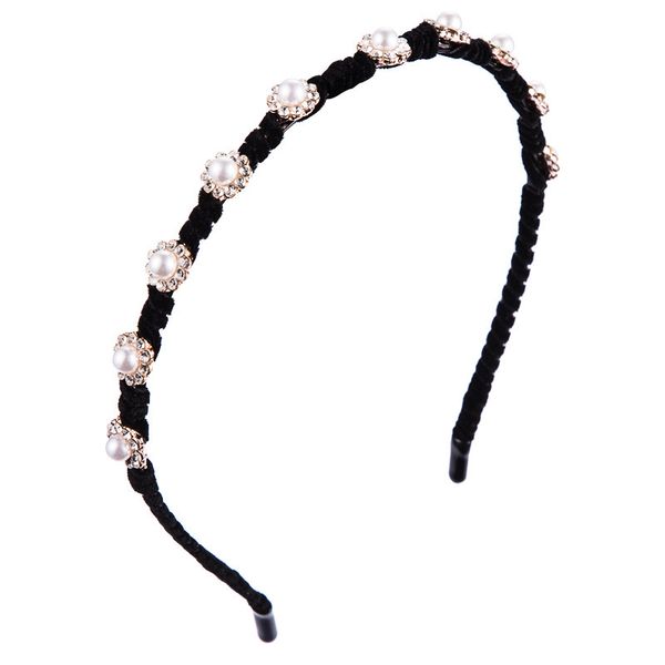 

gold velvet hair accessories lady sweet alloy diamond hair band thin edge pearl headband, Silver