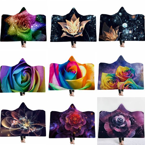 

flower floral 3d print microfiber super soft wearable blanket on bed hooded blanket for adults throw cloak cape blankets beds