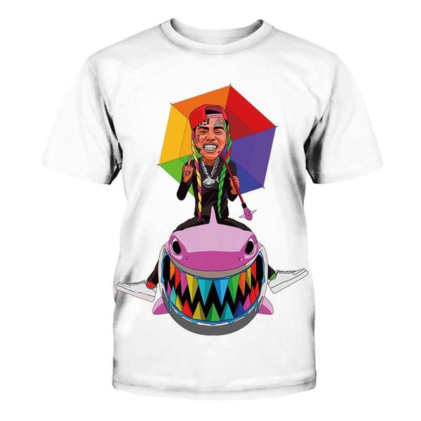 

color tekashi69 hip print rapper short tekashi hop summer t shirts tshirt tees harajuku funny sleeve 6ix9ine 693d streetwear-2 eenxv, Black