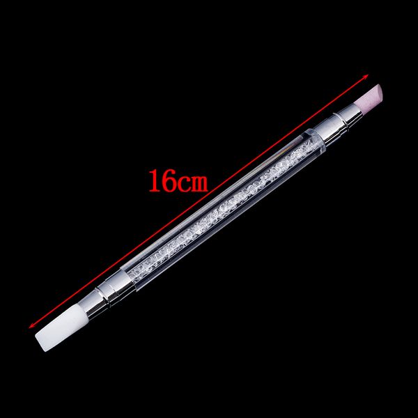 

1pc dual-ended quartz nail cuticle remover pen manicure 16cm nail stickers press scrape rhinestone handle art tool