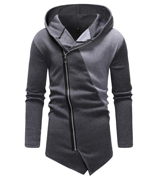 

наклонная молния толстовка с капюшоном 2019 с длинным рукавом с капюшоном контрастный цвет дизайн кардиган лоскутное slom подходит для мужчи, Black