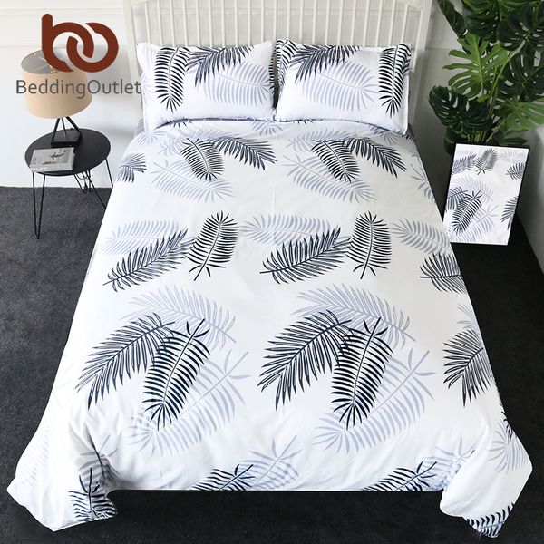 

beddingoutlet leaf shadow bedding set simple style quilt cover grey plaid bed linen ab reversible geometric bed sheet 2/3/4pcs