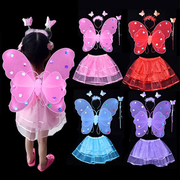 

3pcs/set children butterfly wings costume props gauze wings skirt suit