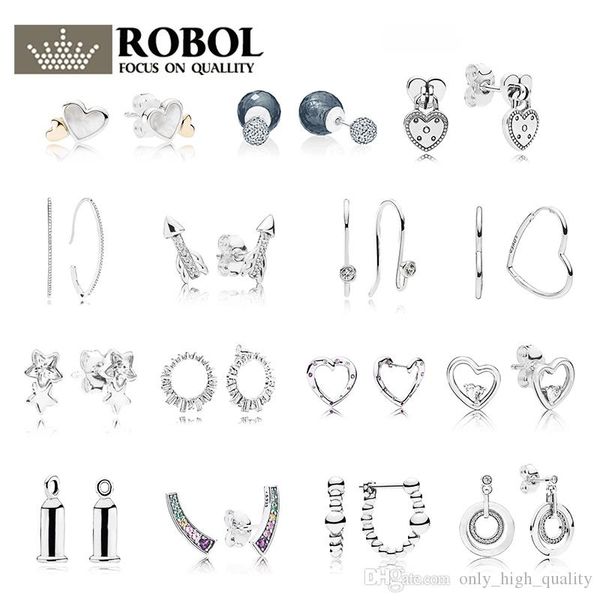 

premium original 925 sterling silver diy popular brand multi-style earrings original engraved, Golden