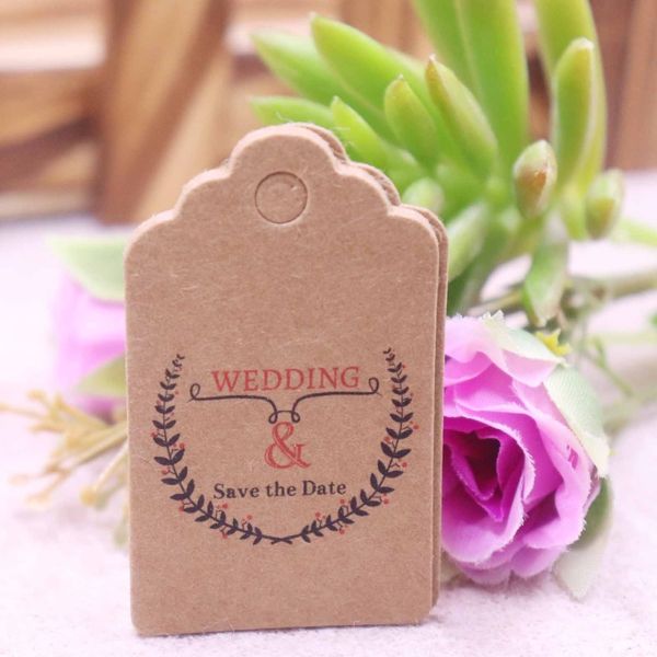 

100pcs 3x5cm kraft paper tags jewelry garment diy crafts cards price hang party gift packaging label bookmark luggage tag
