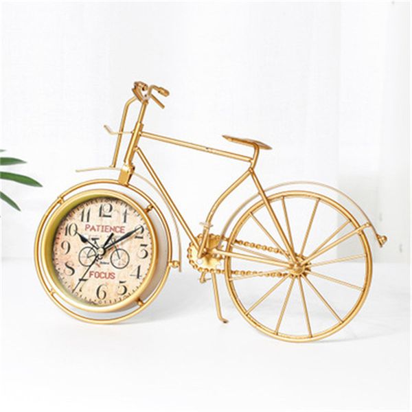 

retro golden bicycle clock multifunction simple clock mute electronic home decoration table digital
