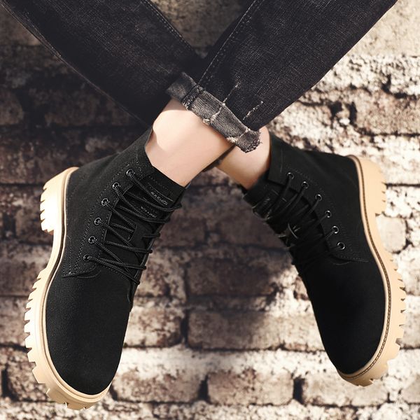 

men's winter snow boots plush warm fur ankle boots men casual shoes lace up plush men outdoor shoes big size 47, Black