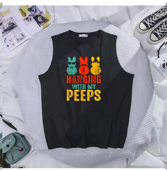 

women's tanks & camis hanging with my peeps easter vintage tank women plus size harajuku womens clothing casual, White