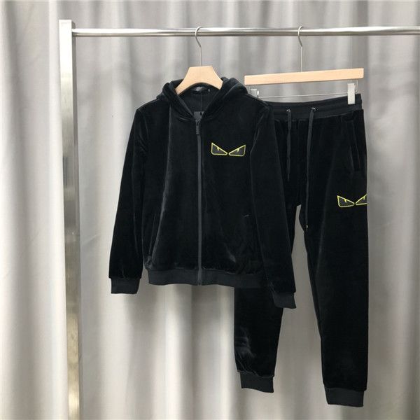 

19fw luxurious brands design fed ribbon logos tracksuit hoodie and trousers sets streetwear sweatshirts outdoor long pants and pullover, Blue;black