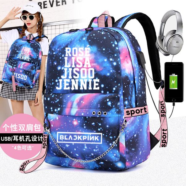 

korean fashion harajuku bag black pink kpop blackpink backpack for teenage girls lisa jennie jisoo rose kawaii backpack rucksack