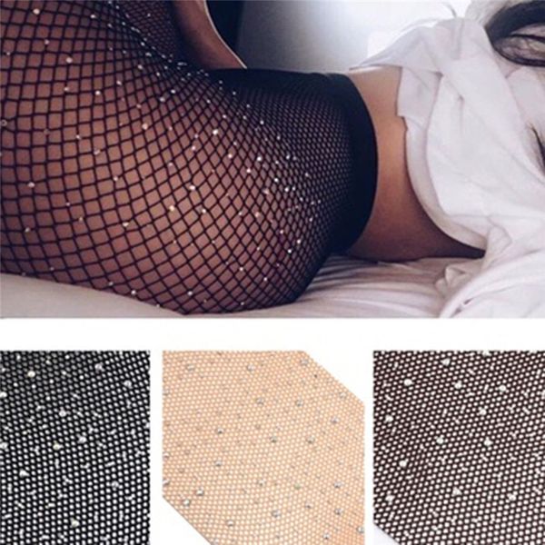 

women fishnet tights net crystal diamond bling hosiery body stocking pantyhose diamond stocking ladies female ho906553, Black;white