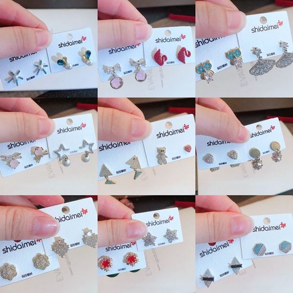 

korean earings fashion jewelry stores stud earrings 925 sterling silver earring valentine's day gift ideas hoop earrings 10pairs mix st, Golden;silver