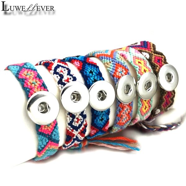 

adjustable ethnic national style bracelet 169 fashion 12mm 18mm snap button fabric bangle charm jewelry for women gift, Golden;silver