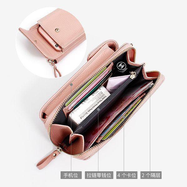 

ms 2019 long hand bag large capacity cell phone wallet zipper shoulder messenger bag