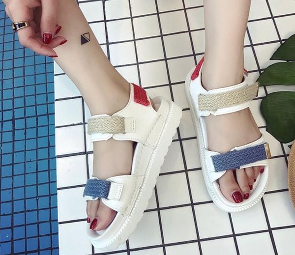 

fashion sandals women summer flat solid color peep toe buckle sandals casual shoes, Black