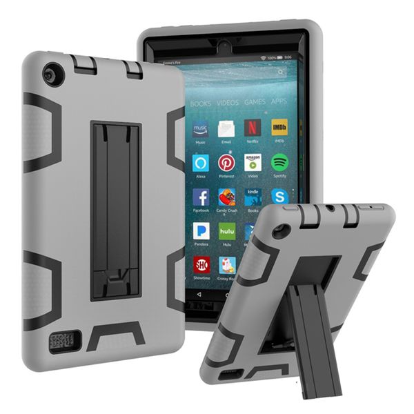

For kindle fire 7 2017 tablet pc ca e ilicone pc hybrid hockproof kick tand ca e kindle ca e