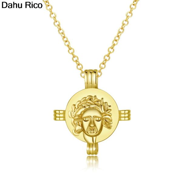 

human head cross necklaces & pendants pingente colares women donna orecchini pendenti pendant yellow metal a dahu rico necklaces, Silver
