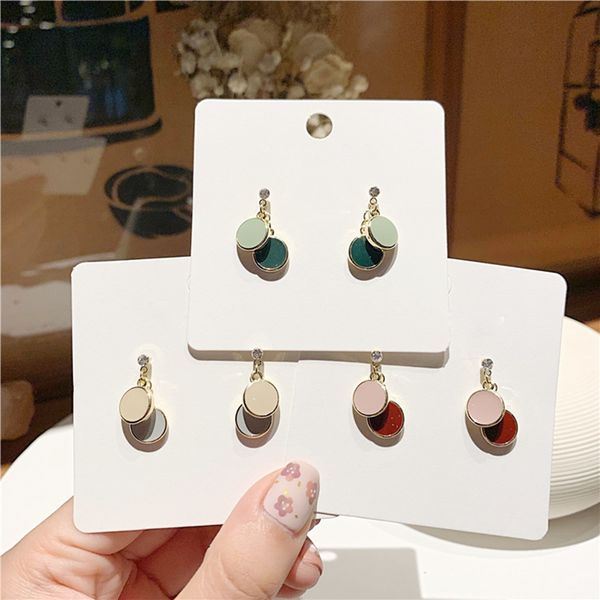 

2019 new trendy candy disc drop earrings for women geometric double round statement earrings dangle brincos nice party gift, Silver