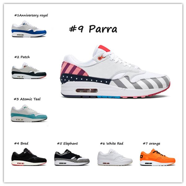 

мужчины горячие женщины кроссовки 1 годовщина royal patch atomic teal parra bred elephant 87 мужские тренеры мода спортивные кроссовки разме