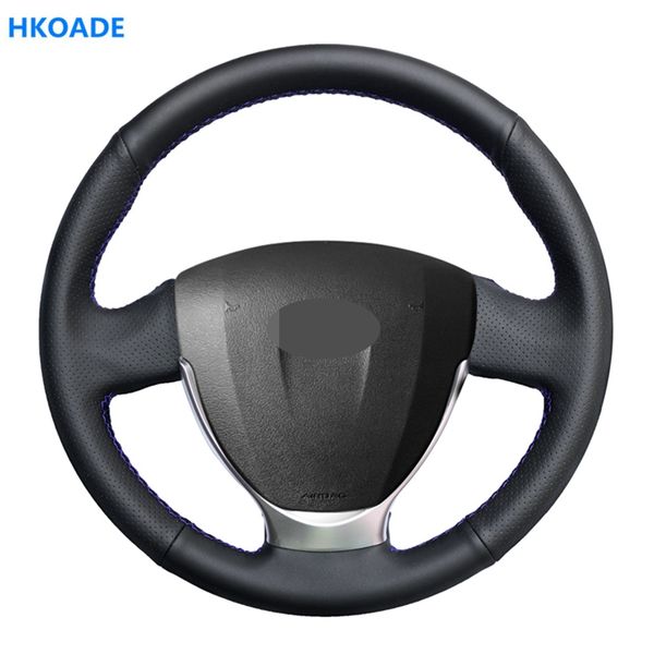 

diy black hige soft artificial leather car steering wheel cover for lada priora 2 2013-2020 kalina 2 granta 2020-2020