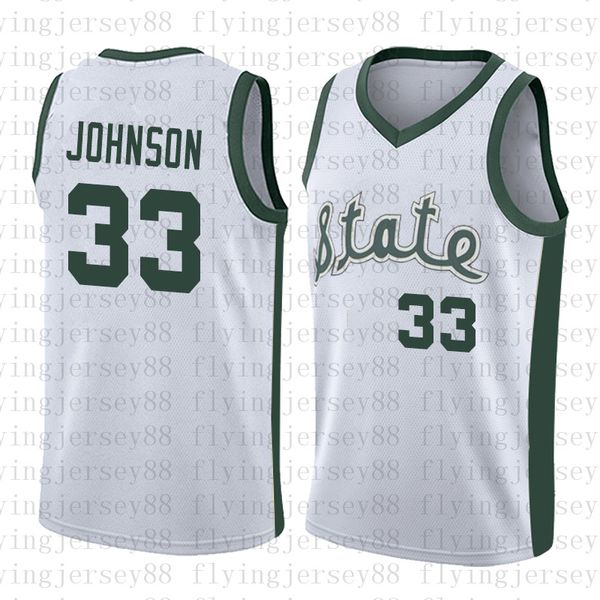 

NCAA Michigan State Spartans #33 Earvin Johnson Magic LA Green White College 33 Larry Bird High School Basketball Jersey Stitched Shirts 323