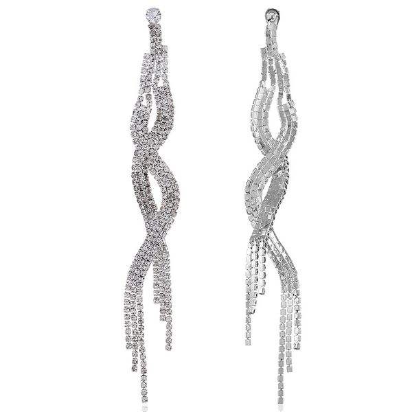 

explosive european and american exaggerated personality cold geomantic fringe temperament earrings claw chain long braided earrings, Golden