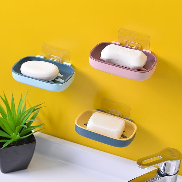 

пластиковых drain soap box holder strong sucker soapbox аксессуары для ванной комнаты мыльница хранения корзины box желто-синие сливы ванной