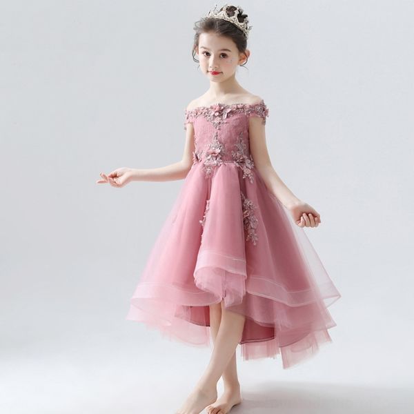 

one-shoulder children's formal princess girls' catwalk show costume flower tong li fu princess dress tong li fu boy piano evening, Black