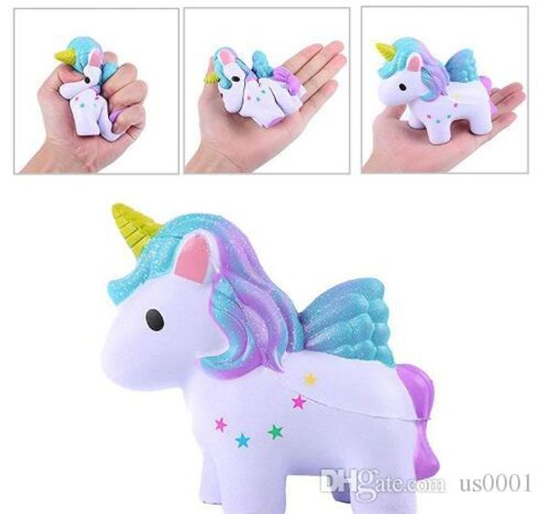 

rainbow color unicorn squishy toys colorful horse slow rising kawaii soft jumbo squeeze phone charms stress reliever