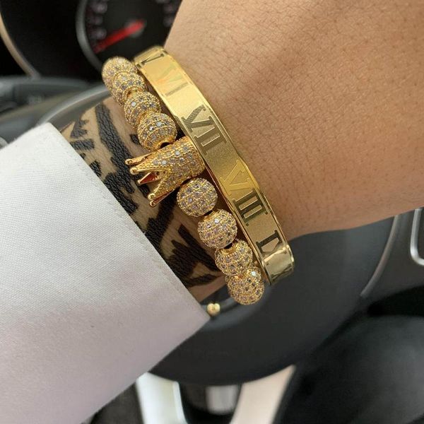 

luxury gold women men couple lover roman numerals scale cuff titanium stainless steel bangle for men women jewelry, Black