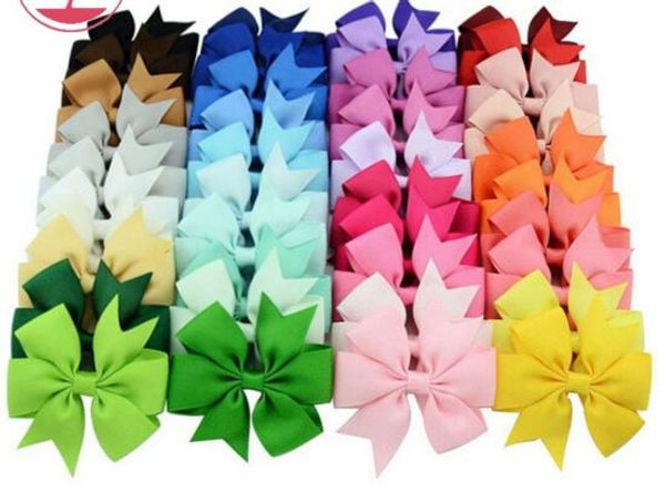

fashion 40 colors girl hair bows candy colors 8cm bow design girl clippers girls hair clips hair accessory, Slivery;white
