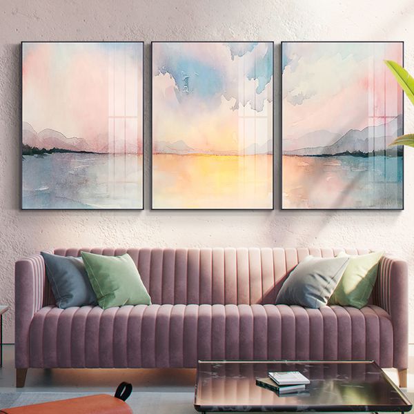 2019 Abstract Romantic Pink Seaside Canvas Painting Nordic Poster Print Girlish Wall Art Pictures For Living Room Bedroom Modern Home From Aozhouqie