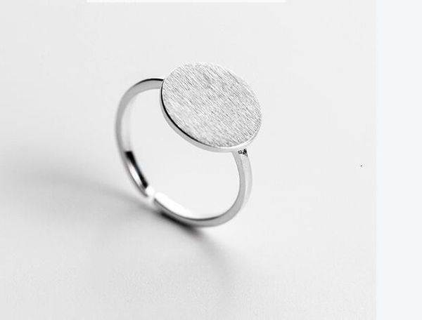 

real.925 adjustable sterling silver brushed plain round ring geometric jewelry dropshipping gtlj1247, Golden;silver