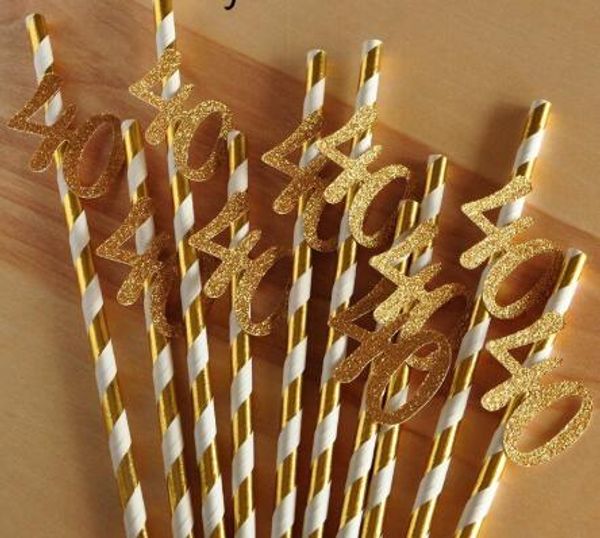 

бумага солома с номером 30 40 50 60 drink солома день рождения годовщина свадьбы / день рождения партии украшения