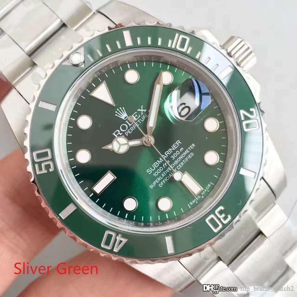 

20011 watches brand rolex mens watch 40mm men automatic menchanical movement sapphire glass master with green box 001#, Slivery;brown