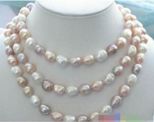 

new long 42 "8-9mm baroque multicolor freshwater pearl necklace, Silver