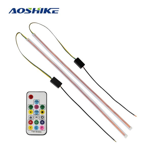 

aoshike 2pcs colorful car led daytime running light soft tube led strip colorful water light guide car guide strips tear