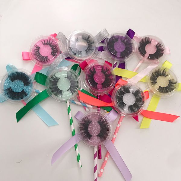 

Оптовая длинные 25 мм норки ресницы с красочным леденец коробка принять пользоват