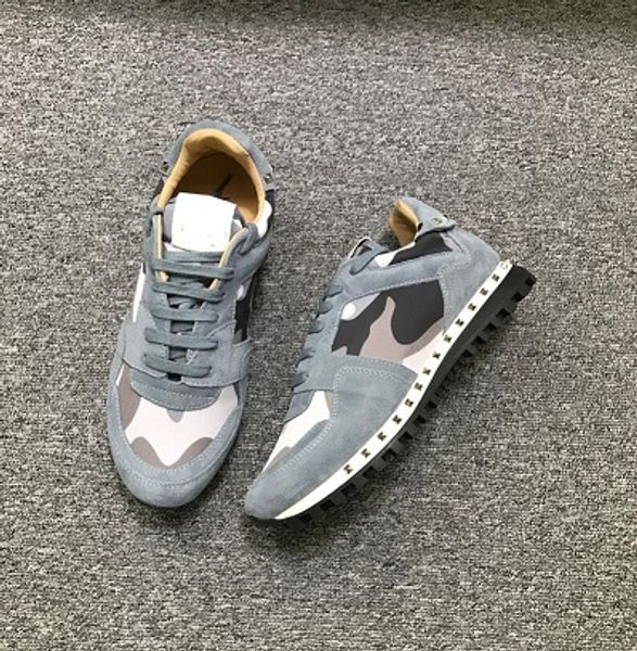

men star studded shoes mesh leather camouflage studded shoe combo stars rock runner metallic lace-up rock studs luxury style trainers, Black
