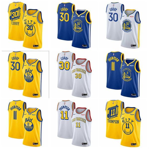 

men stephen 30 curry 11klay thompson city golden black edition jersey stitched golden state warriors basketball jerseys